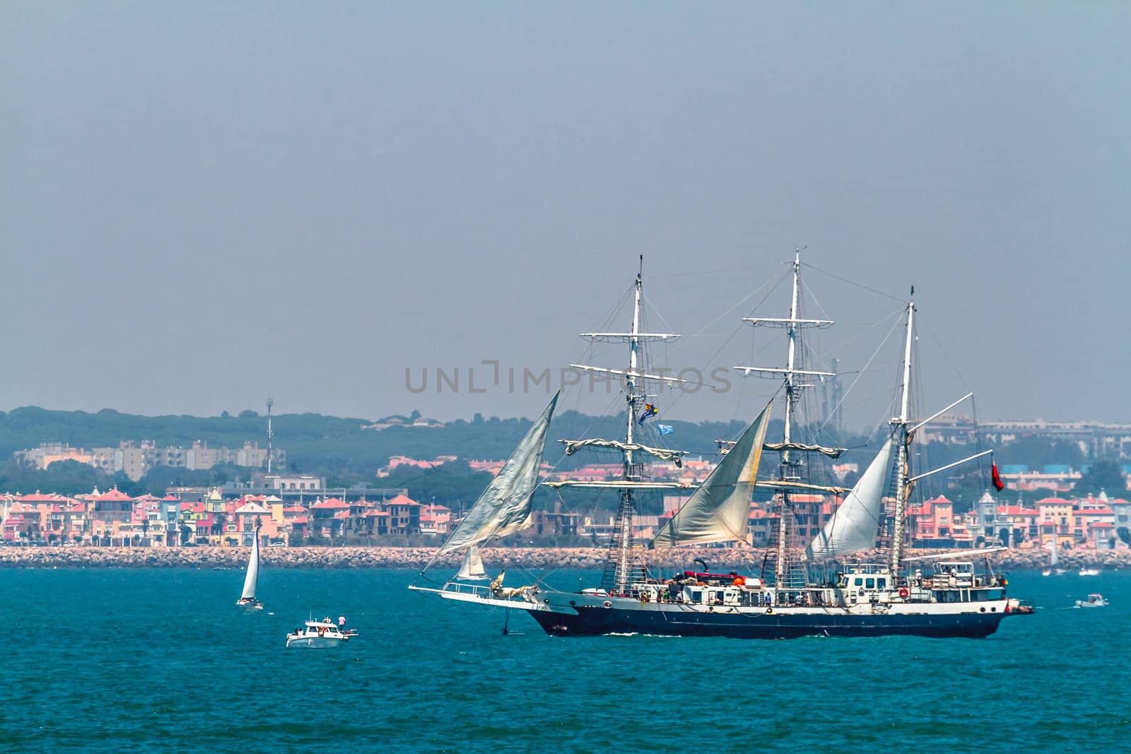CADIZ, SPAIN - JUL 29: English  Ship, Lord Nelson setting sail on the Tall ship races 2012 on July 29 , 2012, in Cadiz , Spain