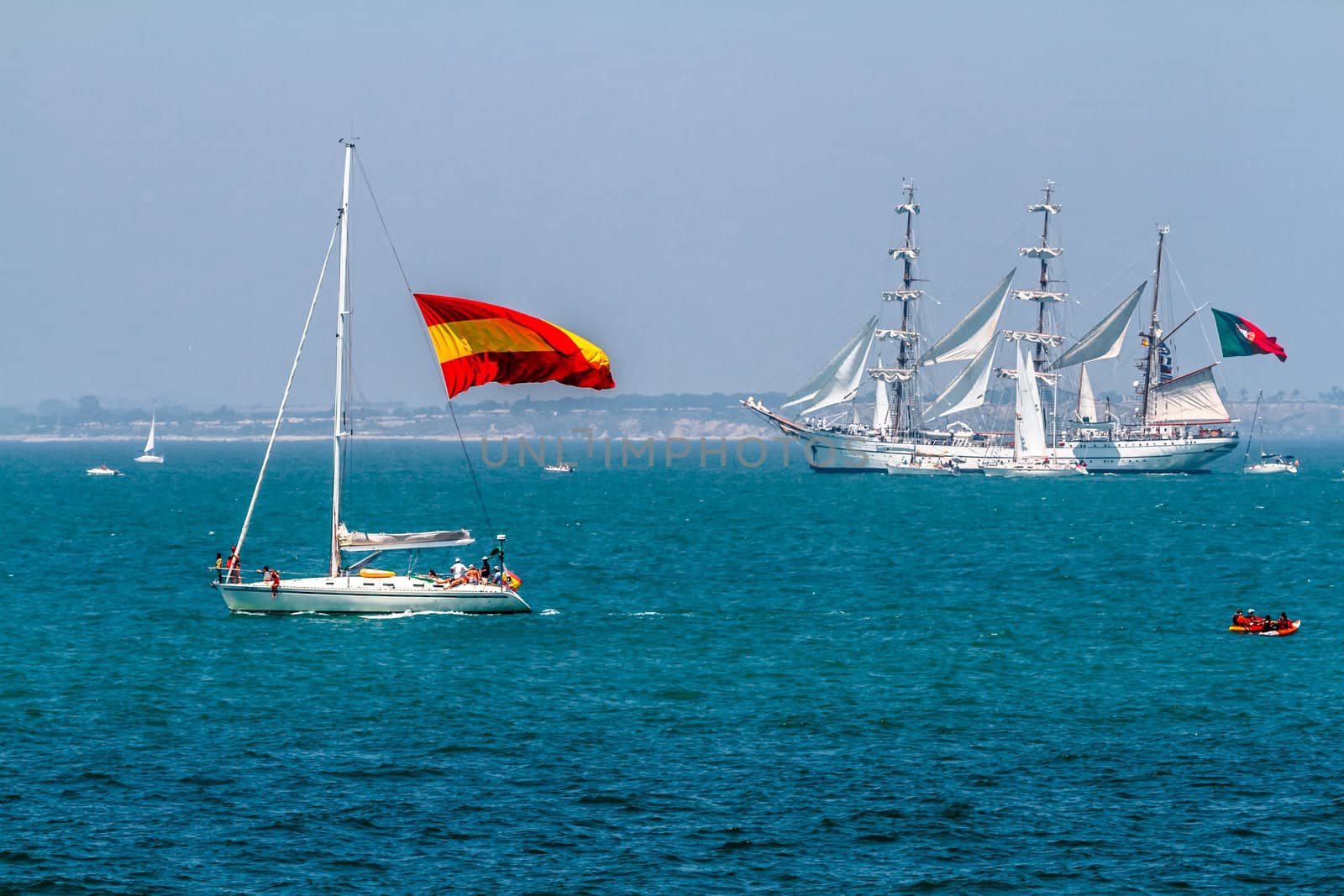 CADIZ, SPAIN - JUL 29: Portuguese  Ship, Sagres setting sail on the Tall ship races 2012 on July 29 , 2012, in Cadiz , Spain