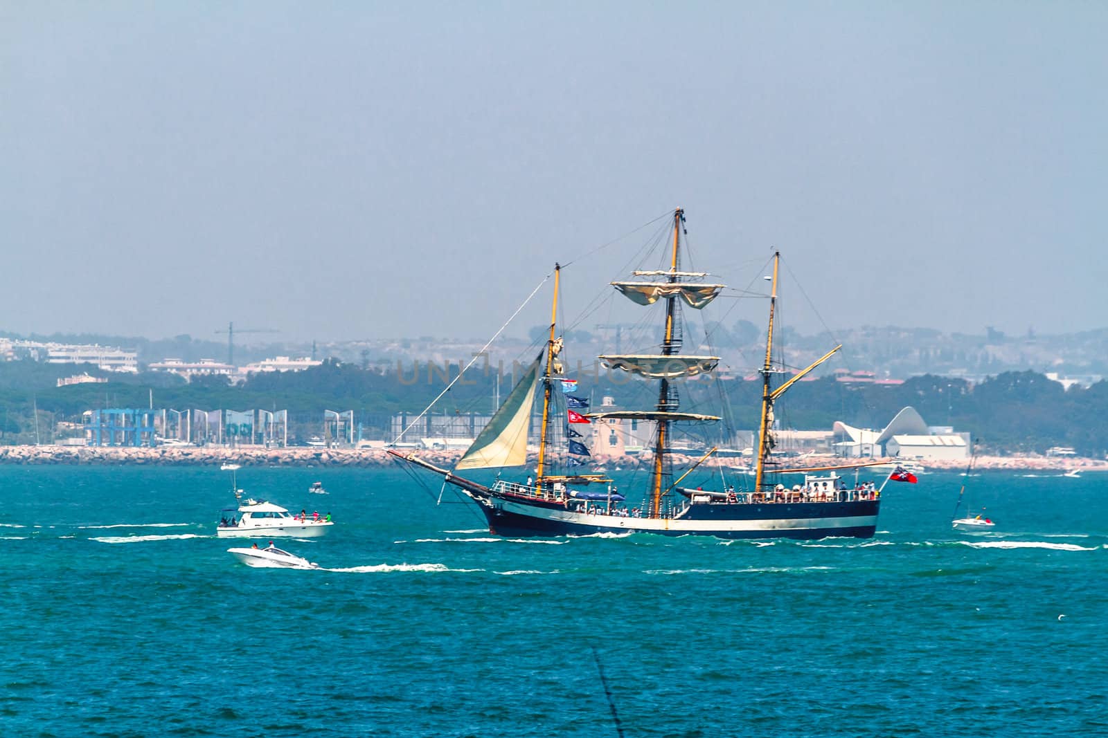 CADIZ, SPAIN - JUL 29: English  Ship, Pelican of London setting sail on the Tall ship races 2012 on July 29 , 2012, in Cadiz , Spain