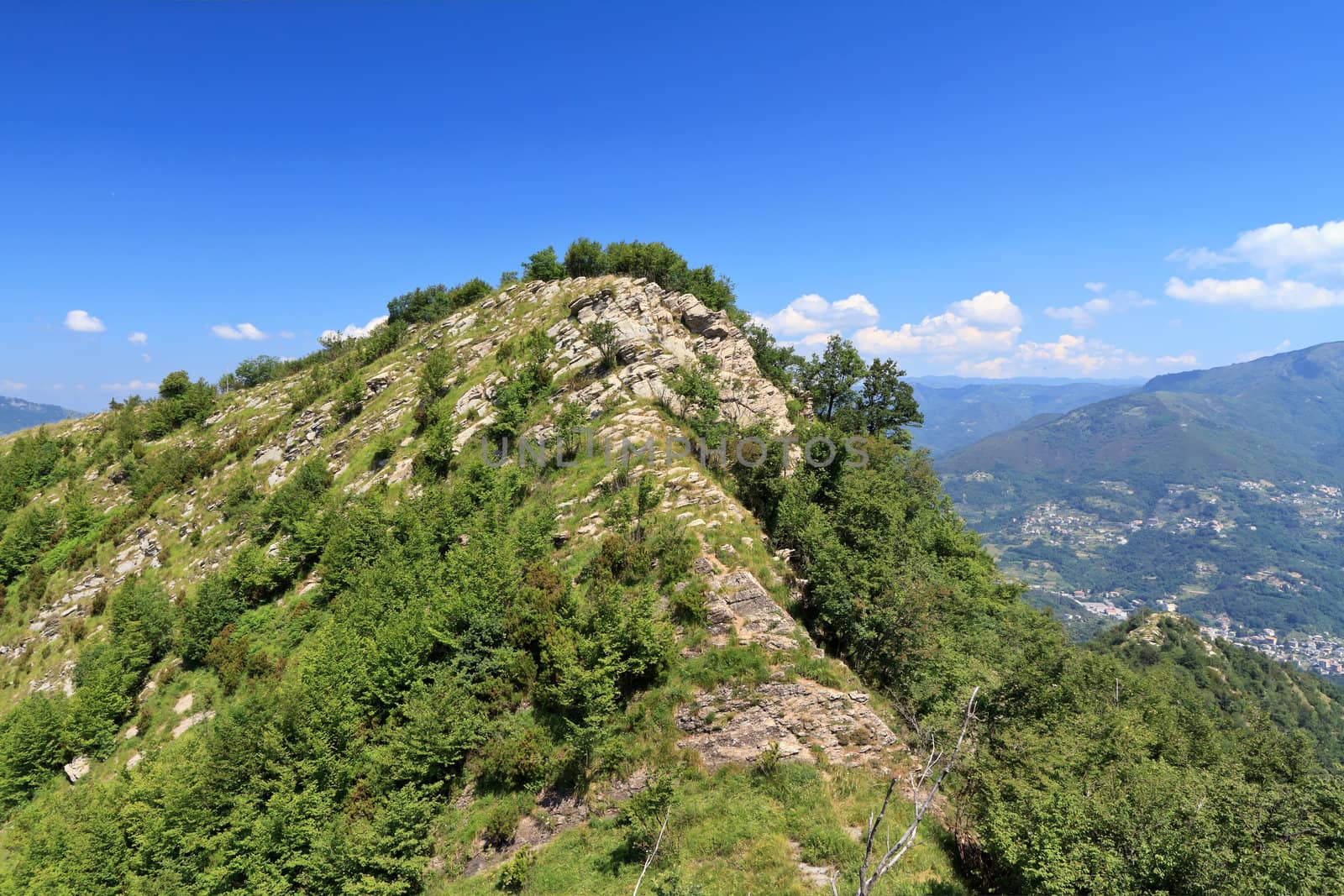 beautiful peak over Fontanabuona valley, Liguria, Italy