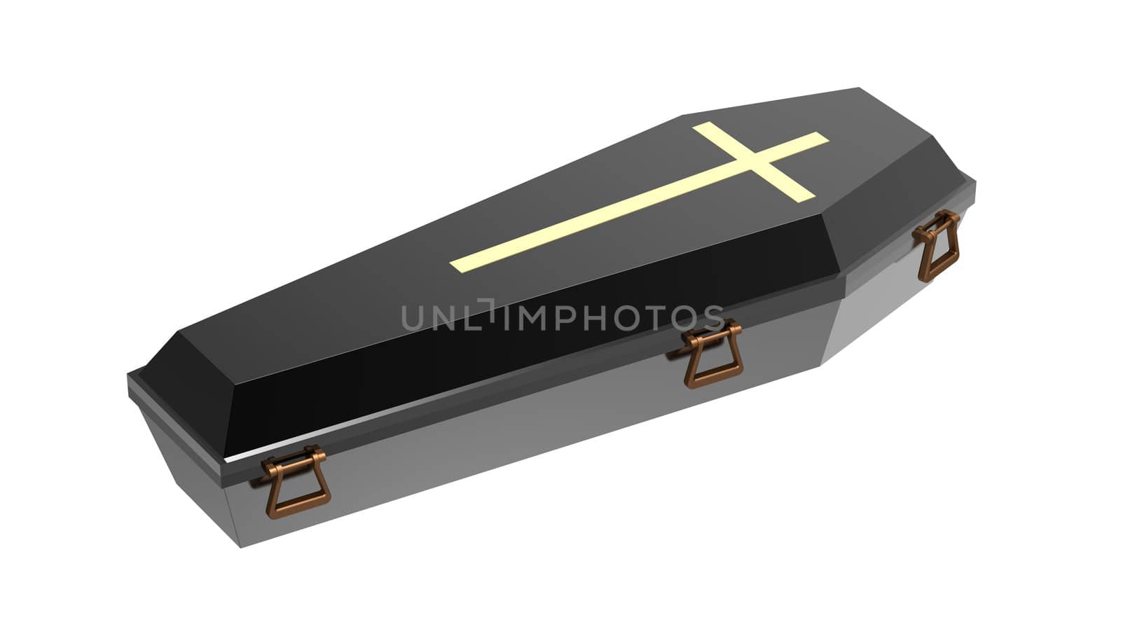 Black coffin, isolated on white, 3d render