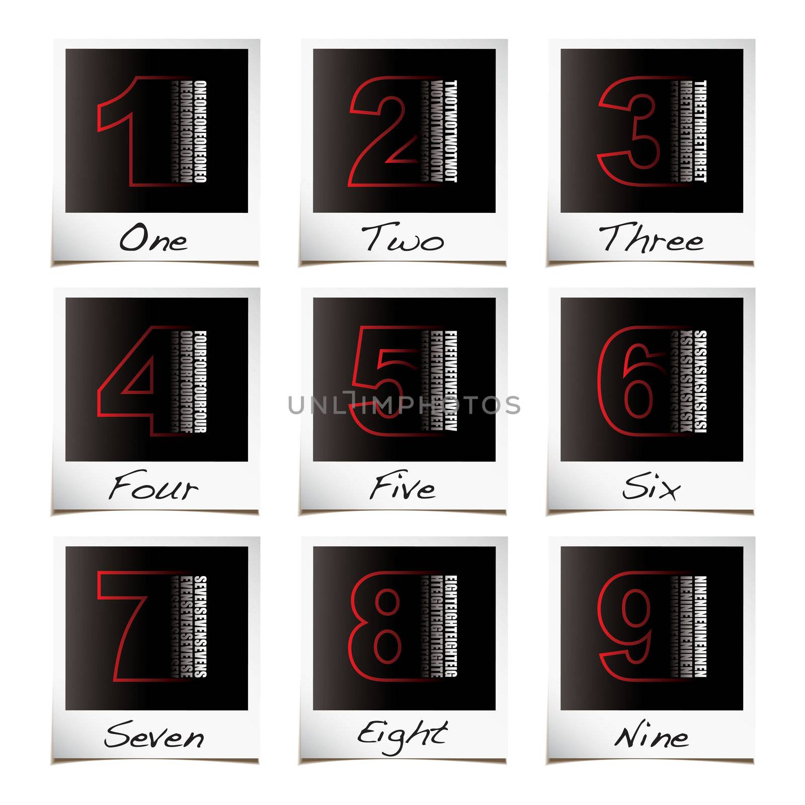 Red photo numbers by nicemonkey