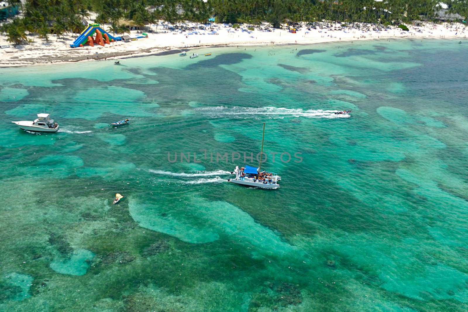 Boats and beach from above by cfoto