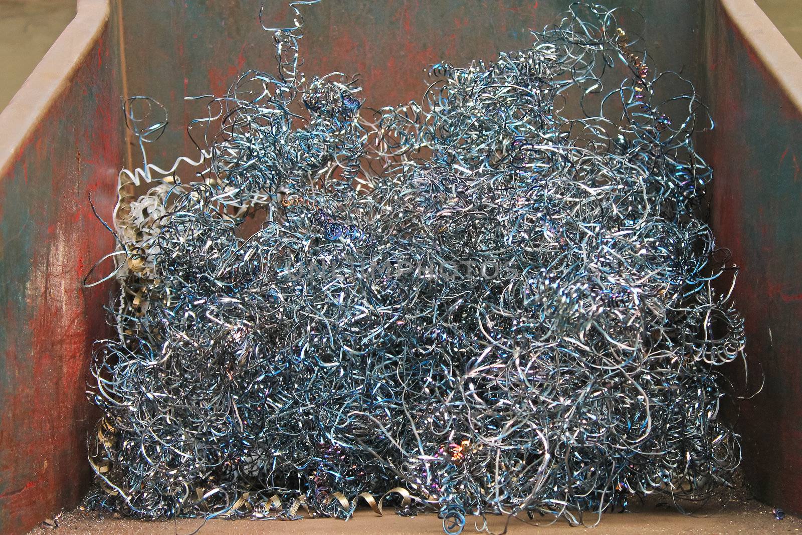 Metal shavings in a container
