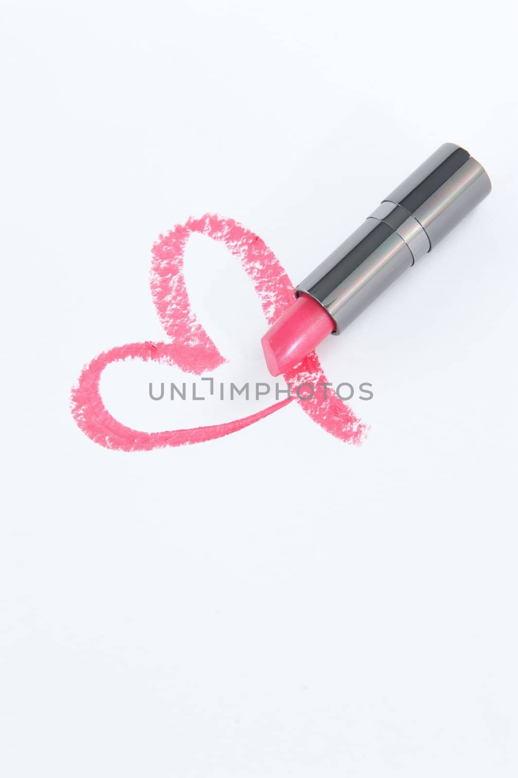 Pink Lipstick Heart on White Paper by pixelsnap