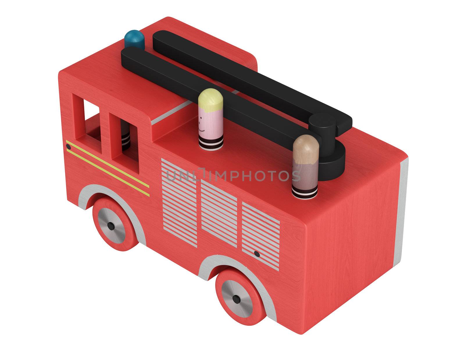 Fire truck toy isolated on white background