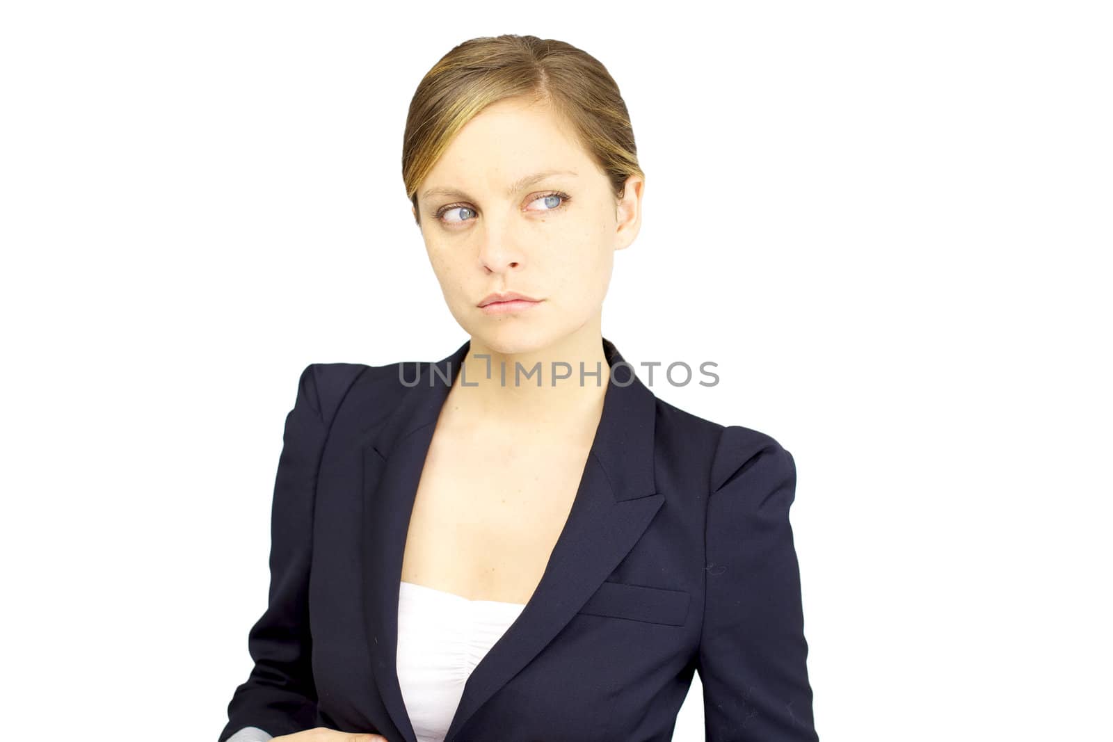 Gorgeous blond businesswoman serious looking