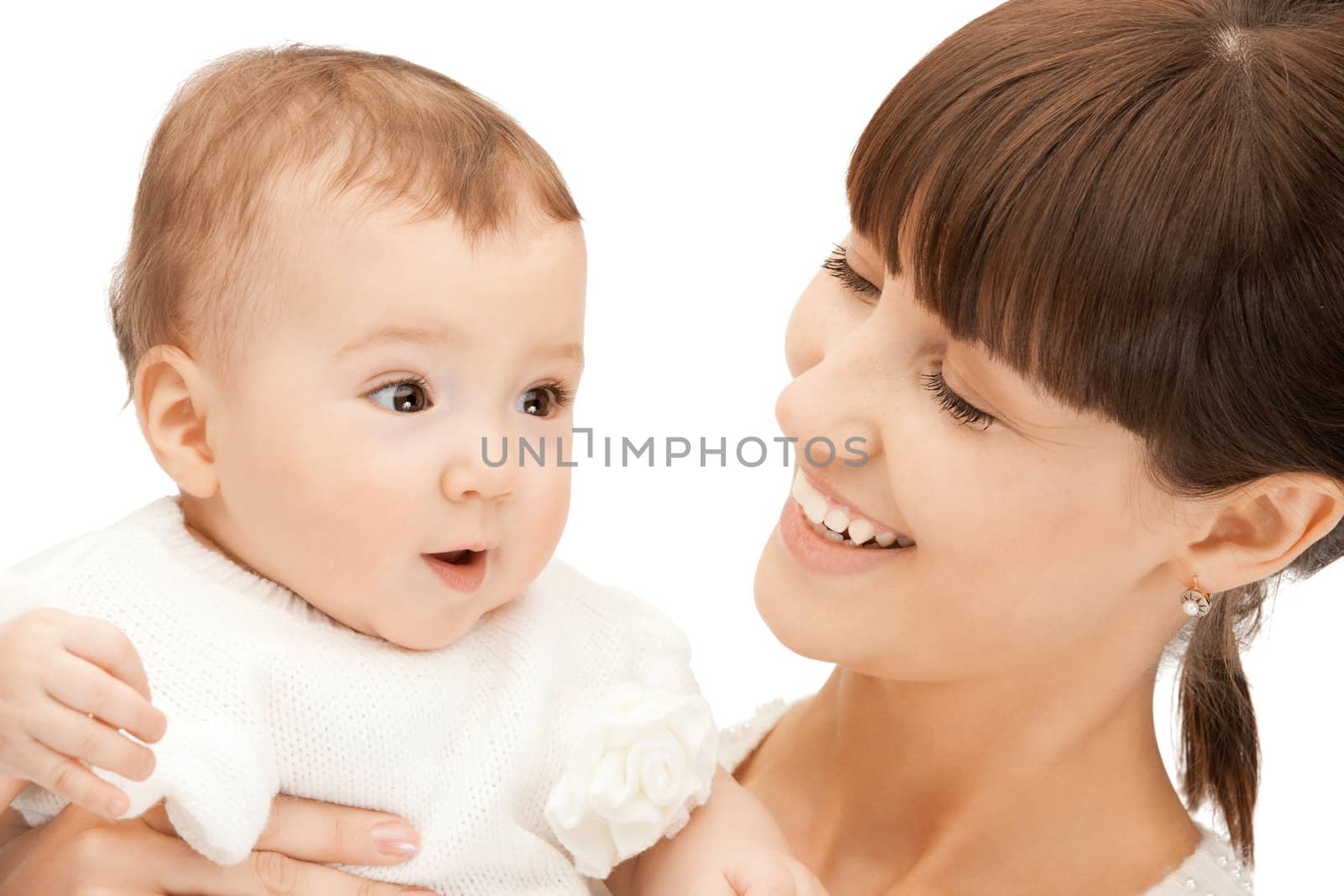 picture of happy mother with adorable baby (focus on child)
