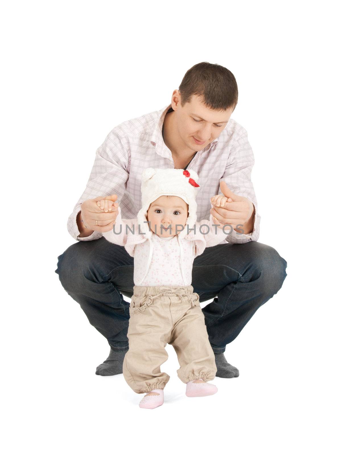 baby making first steps with father help by dolgachov