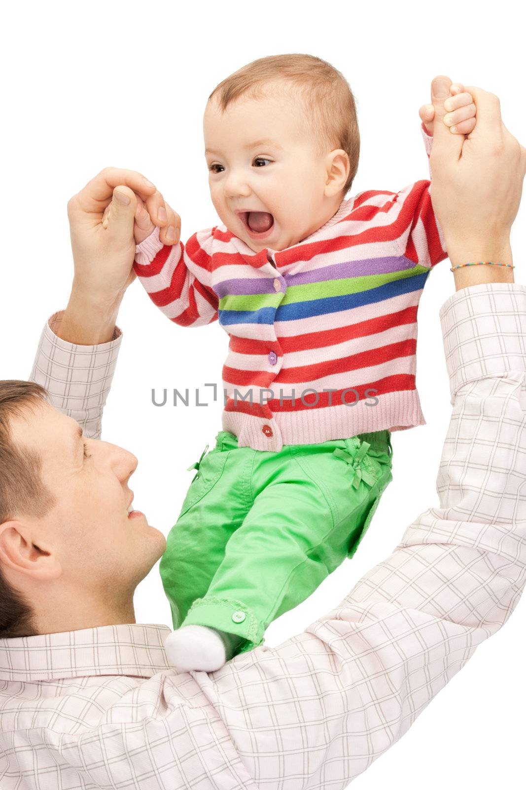 picture of happy father with adorable baby