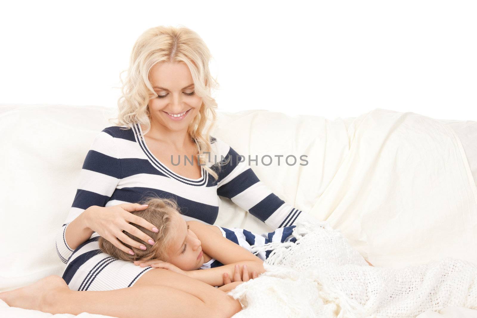 happy mother and sleeping girl by dolgachov