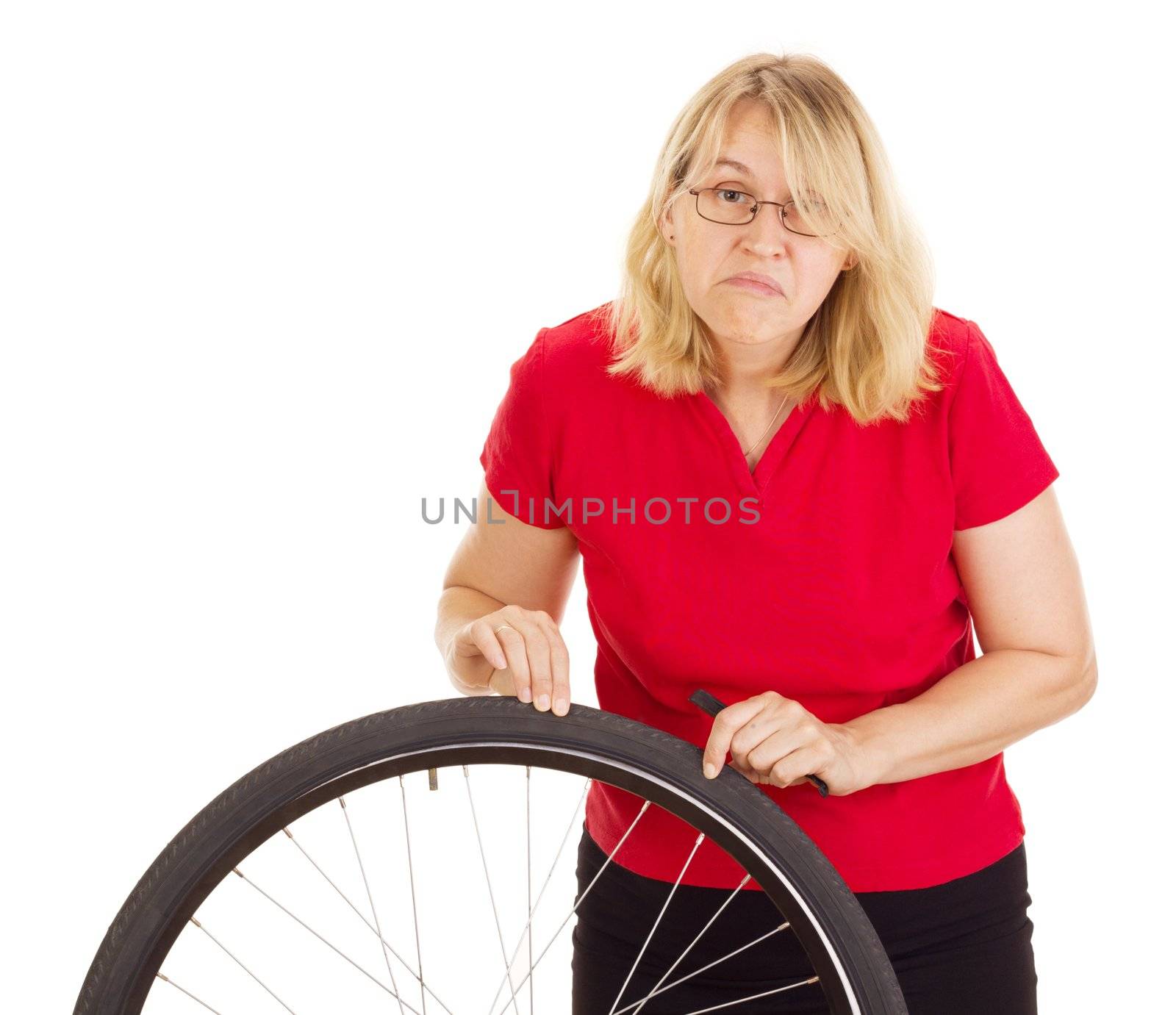 A sad woman looking for help