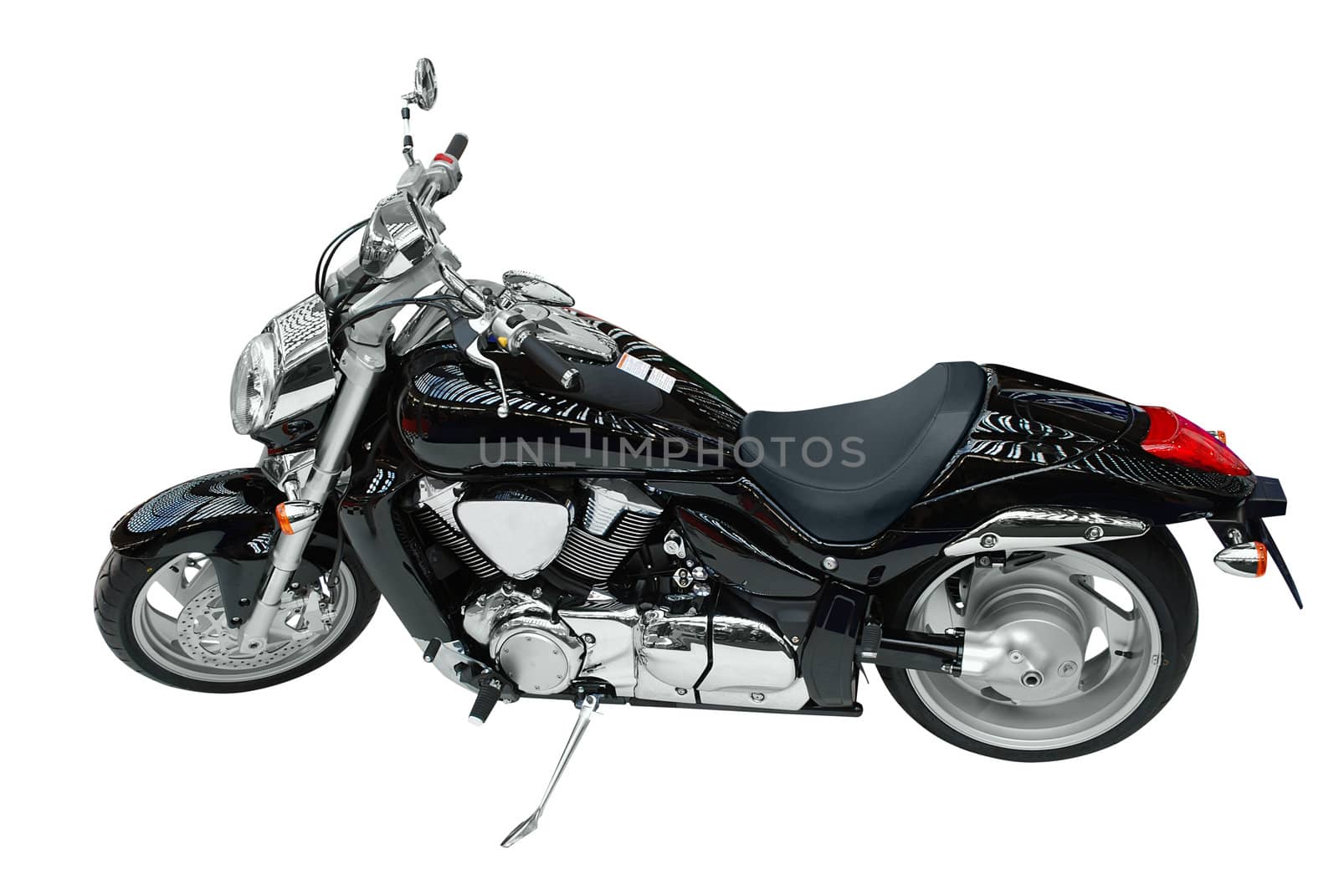 Power black motorcycle isolated on white