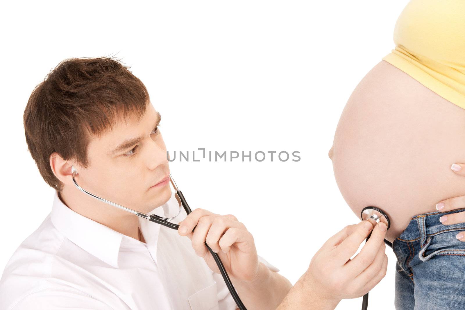 doctor and pregnant woman belly by dolgachov