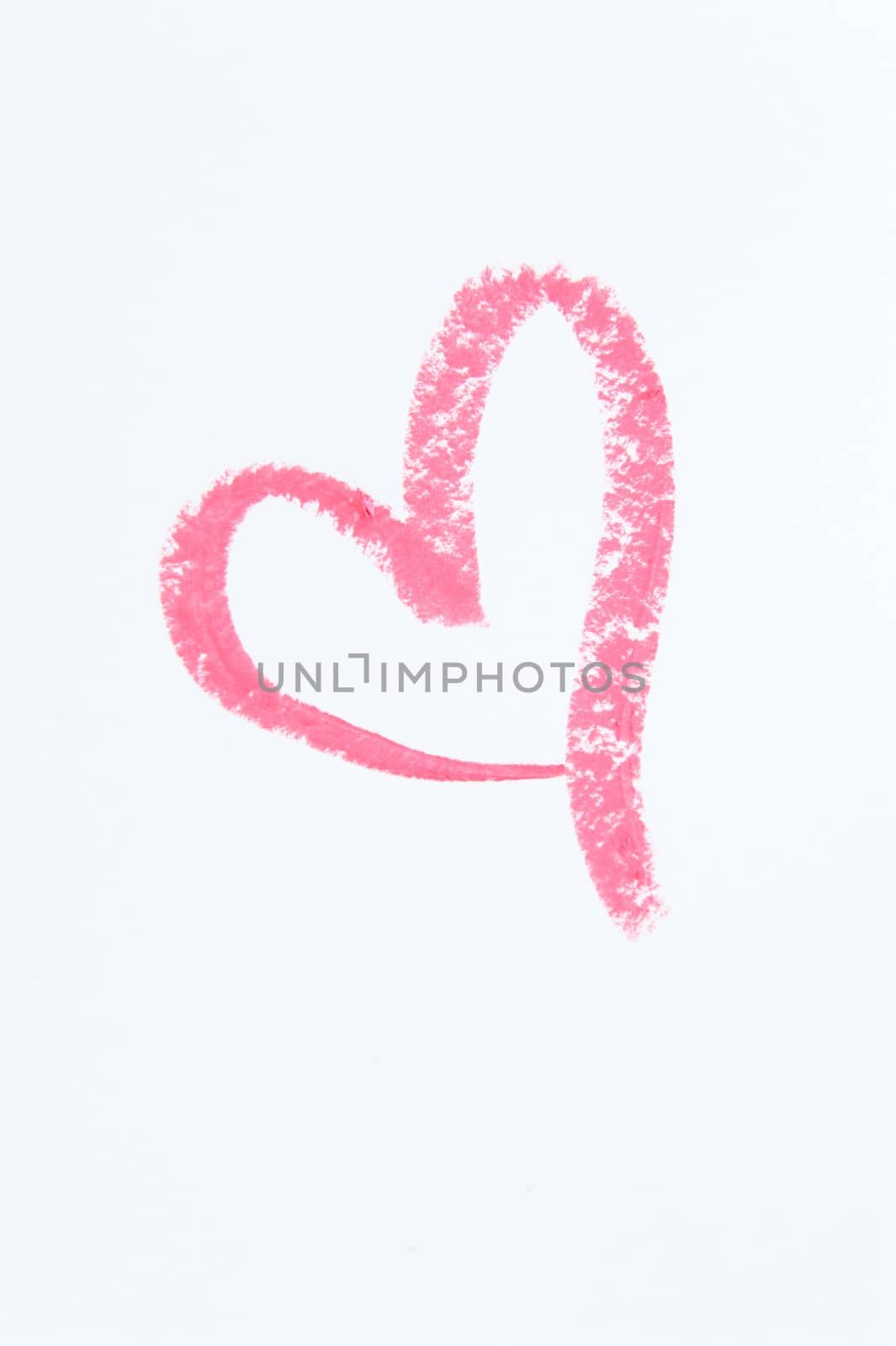 Single Pink Lipstick Heart on White Paper by pixelsnap