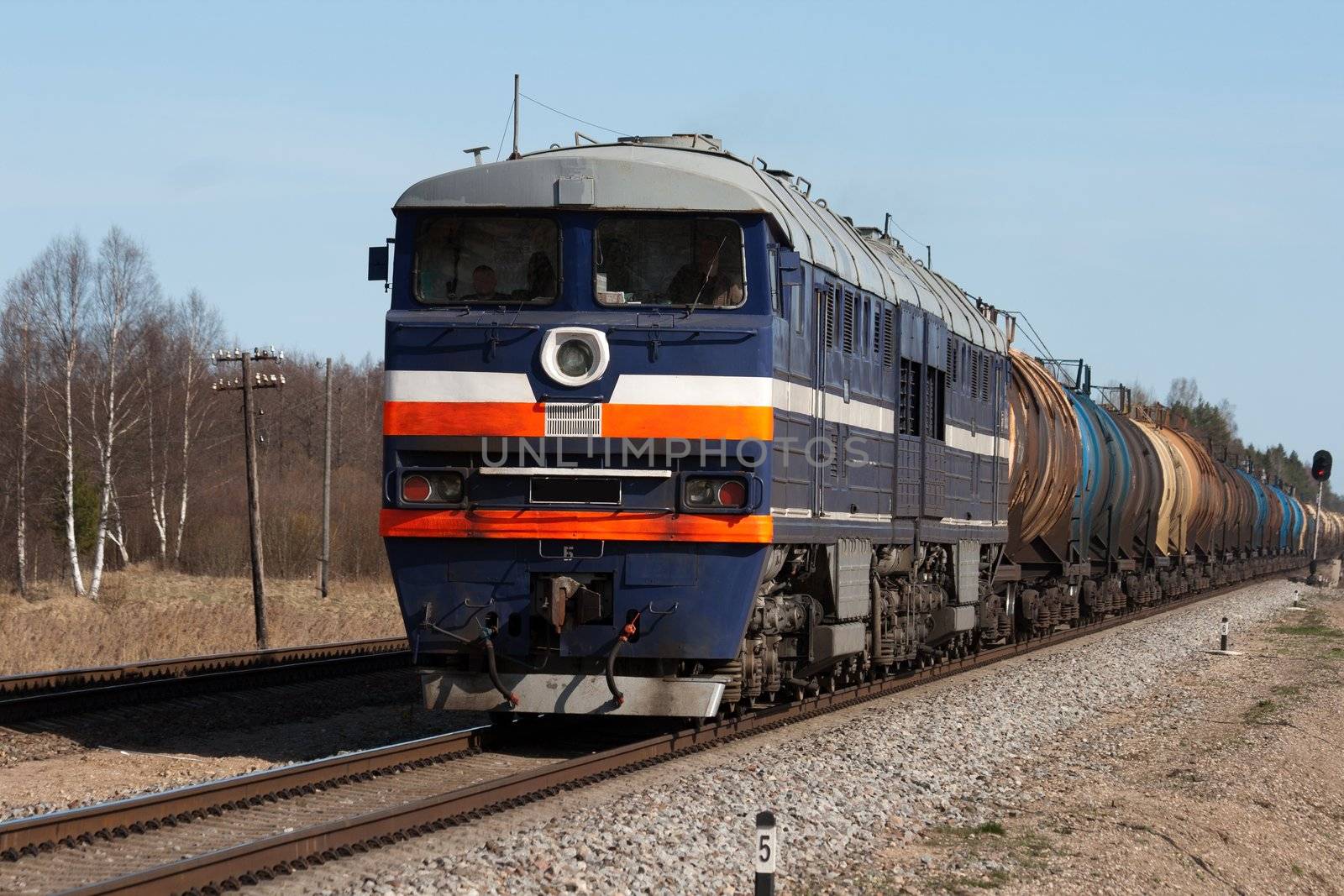 The train transports tanks with oil and fuel