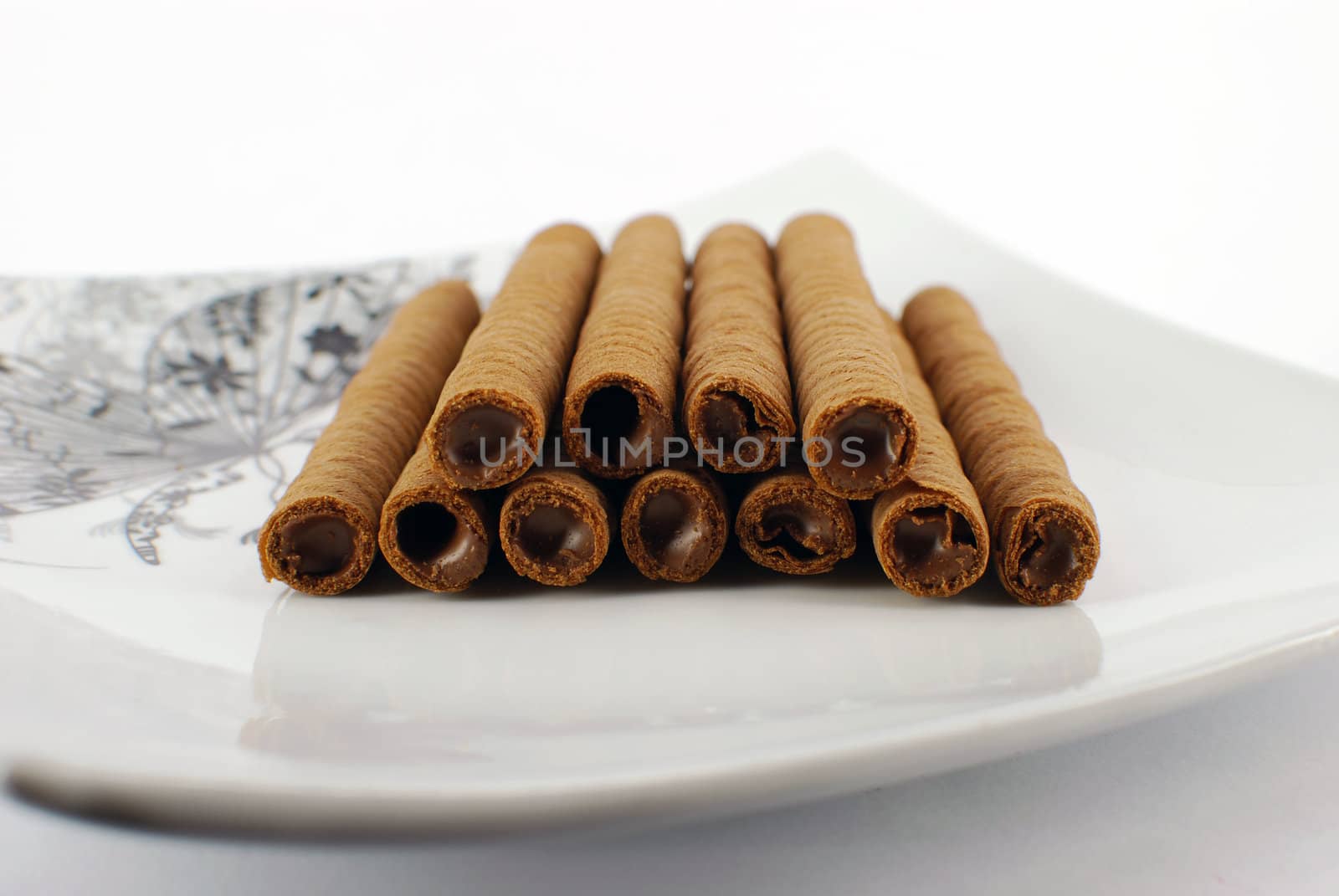 Wafer chocolate roll stick dessert