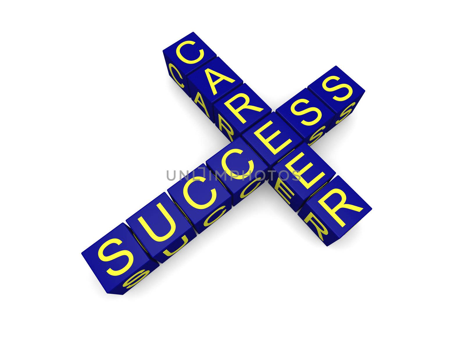 Illustration of words success and career crossing each other, isolated on white background