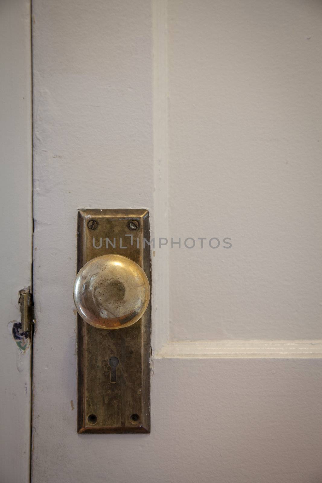 Vintage door handle closeup in color