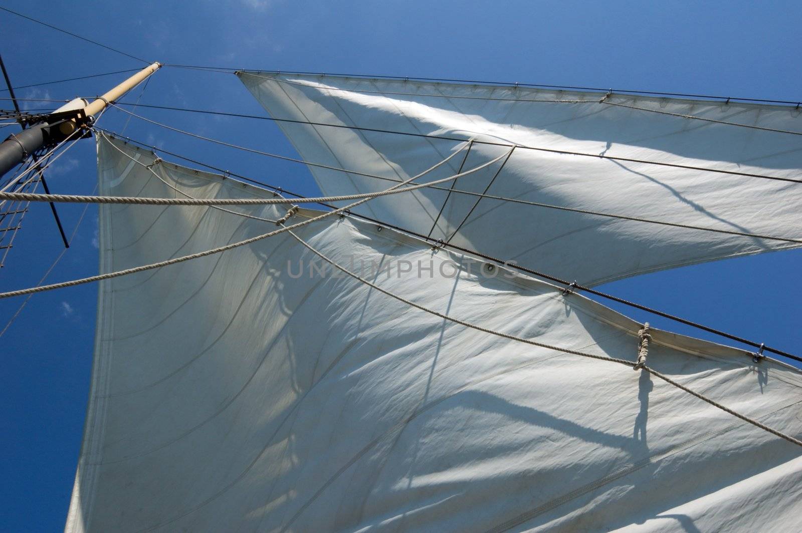 Big sail on blue sky background