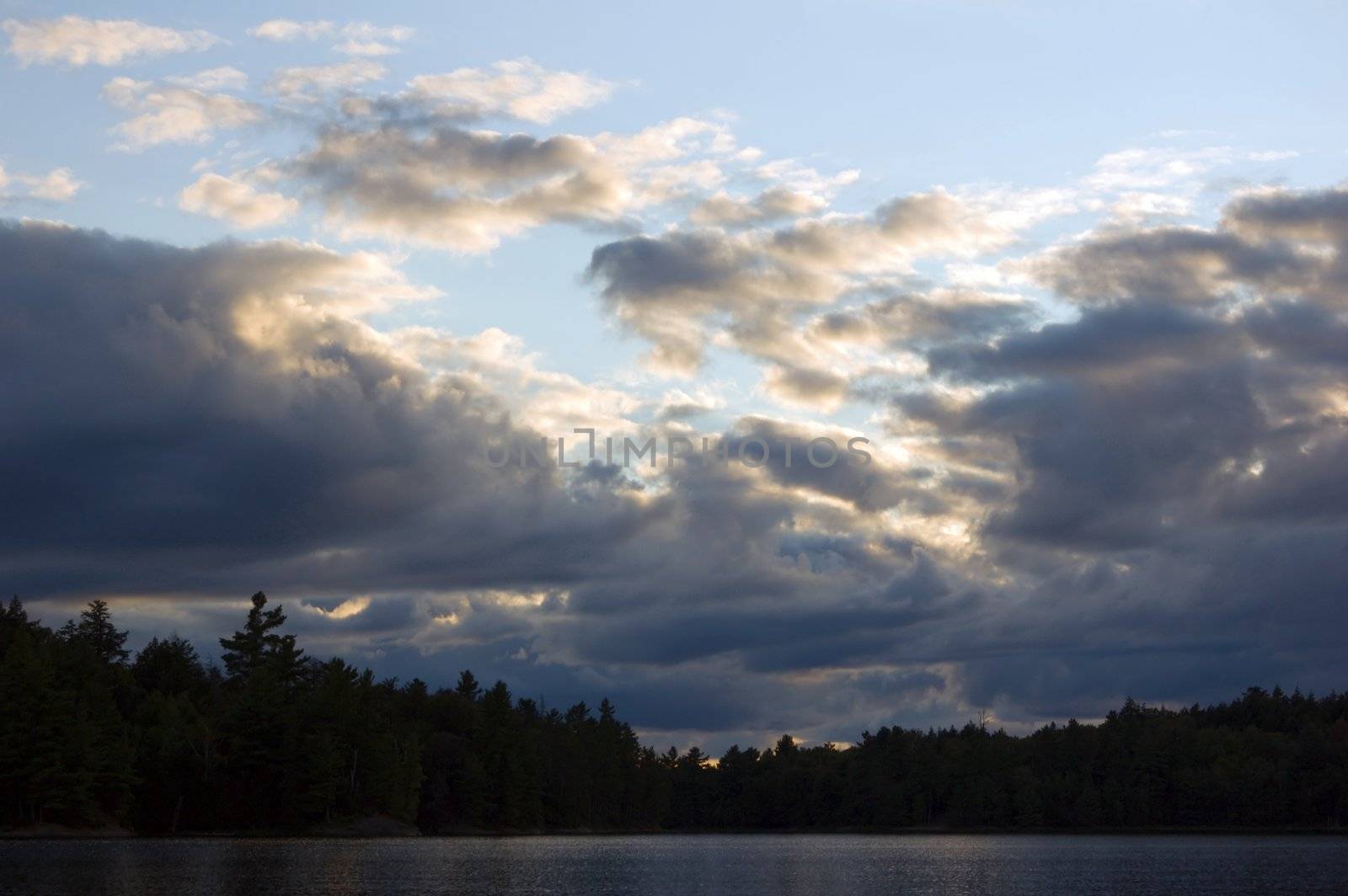Lake on sunset in Killarney Park, Ontario