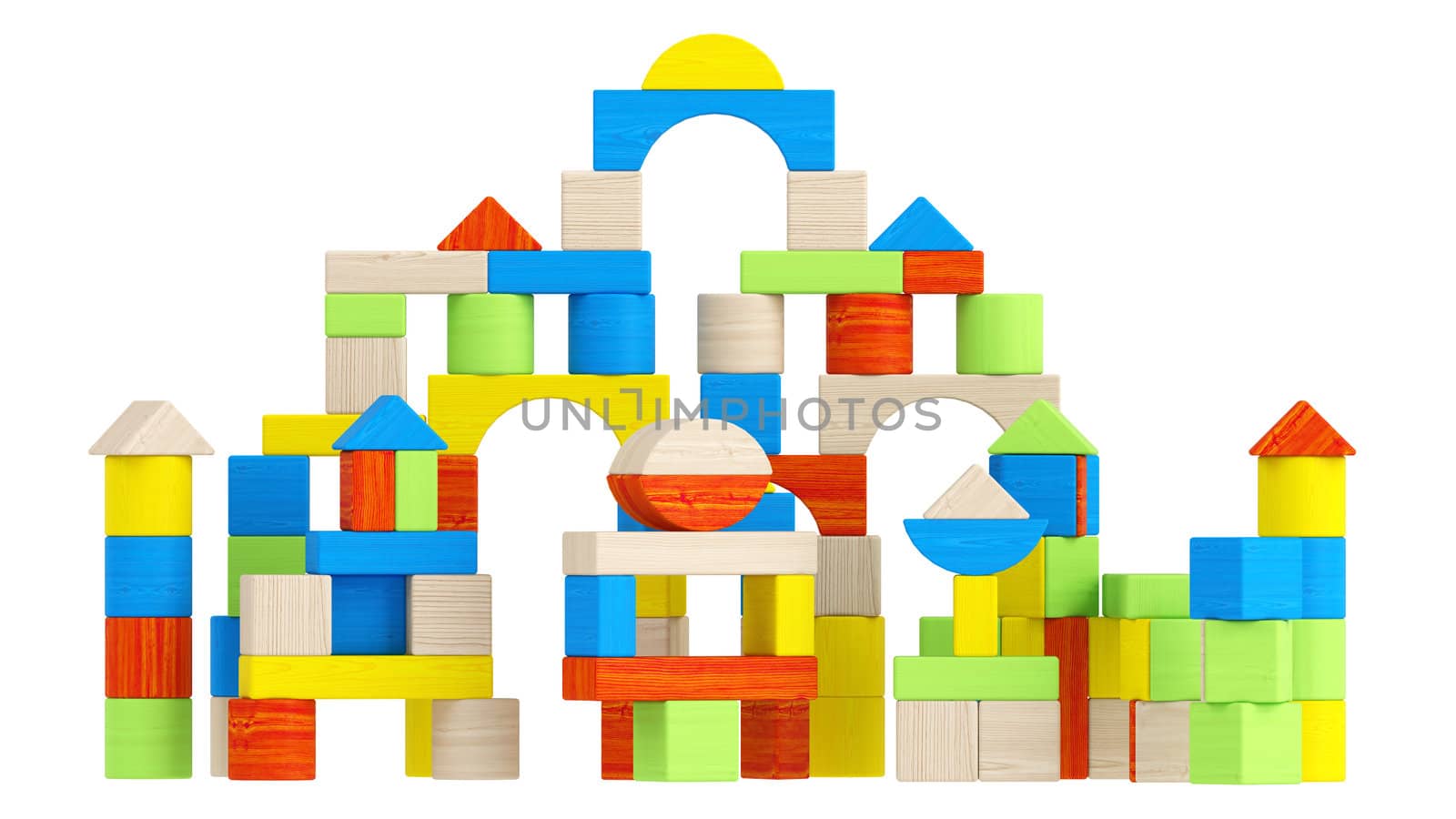 Colourful array of different building blocks by AlexanderMorozov