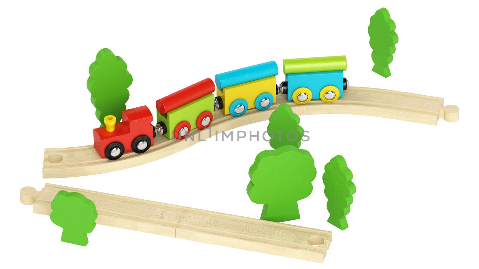 Colourful wooden model train by AlexanderMorozov