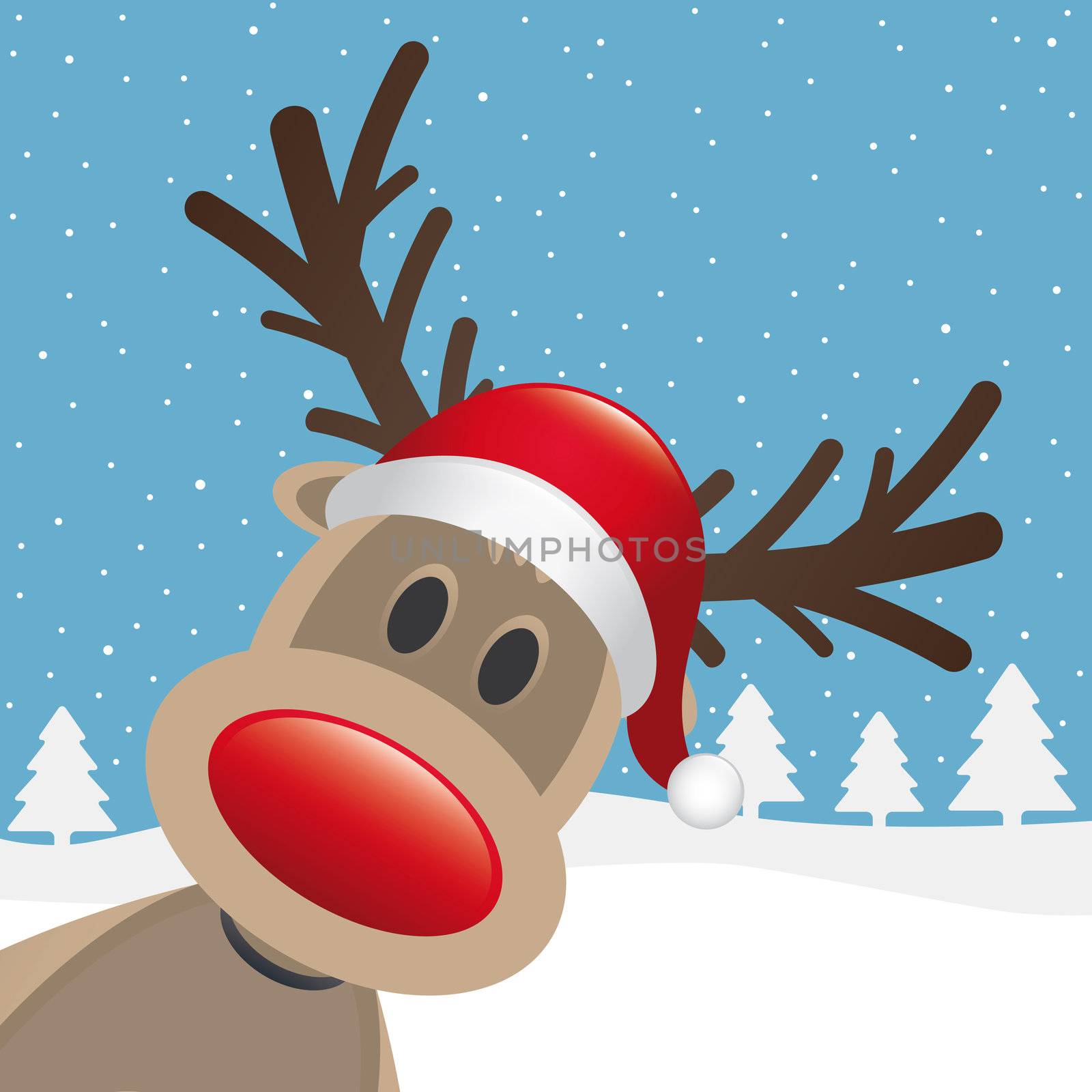 rudolph reindeer red nose santa claus hat