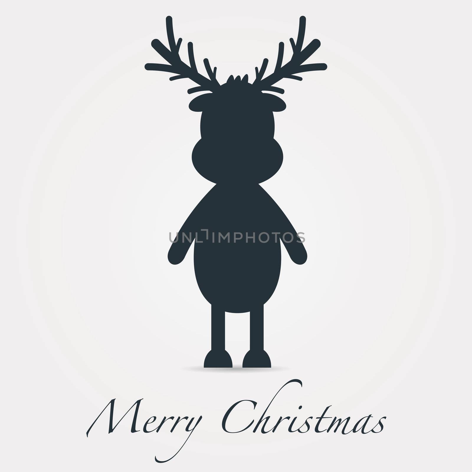 rudolph reindeer silhouette black merry christmas text