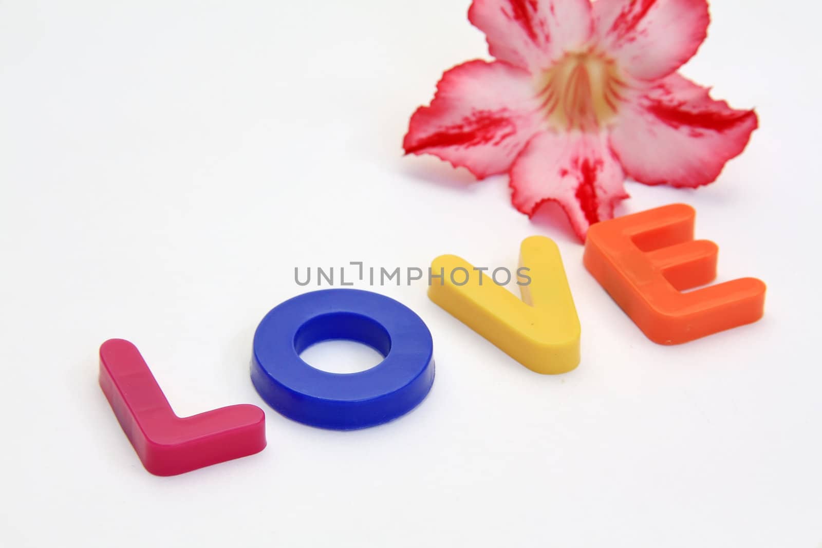 Word LOVE made from Plastic isolated over white background