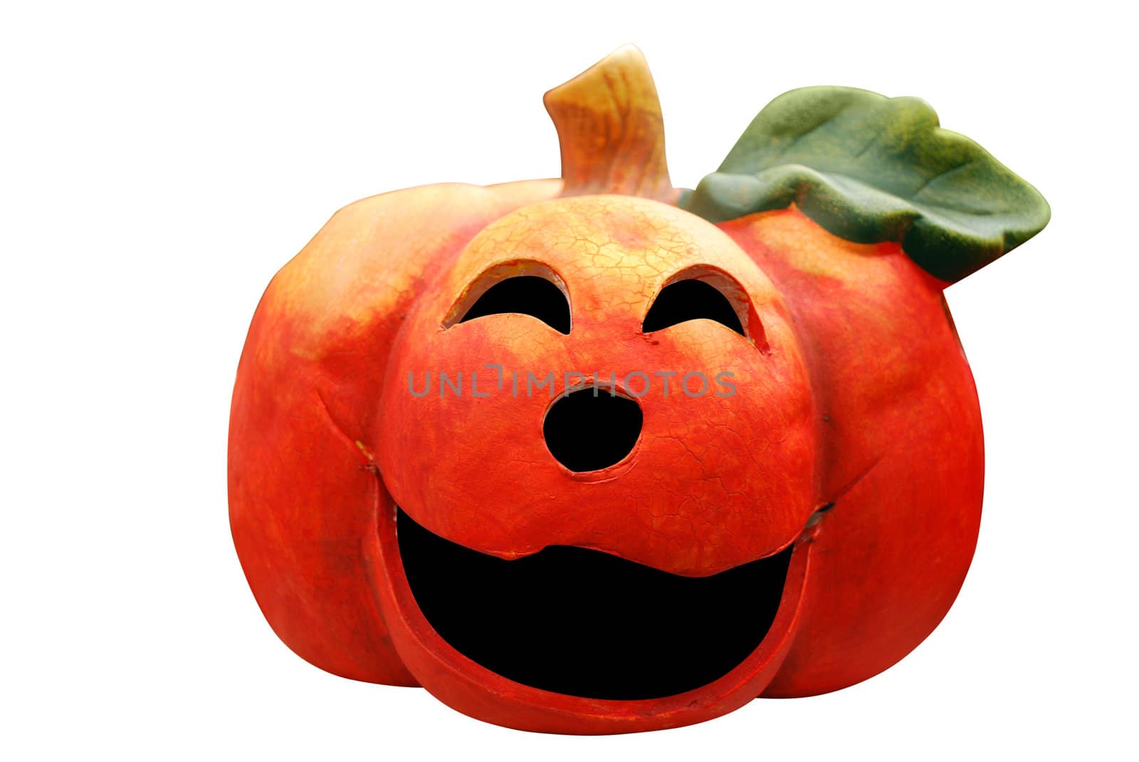 Ceramic pumpkin head isolated on white
