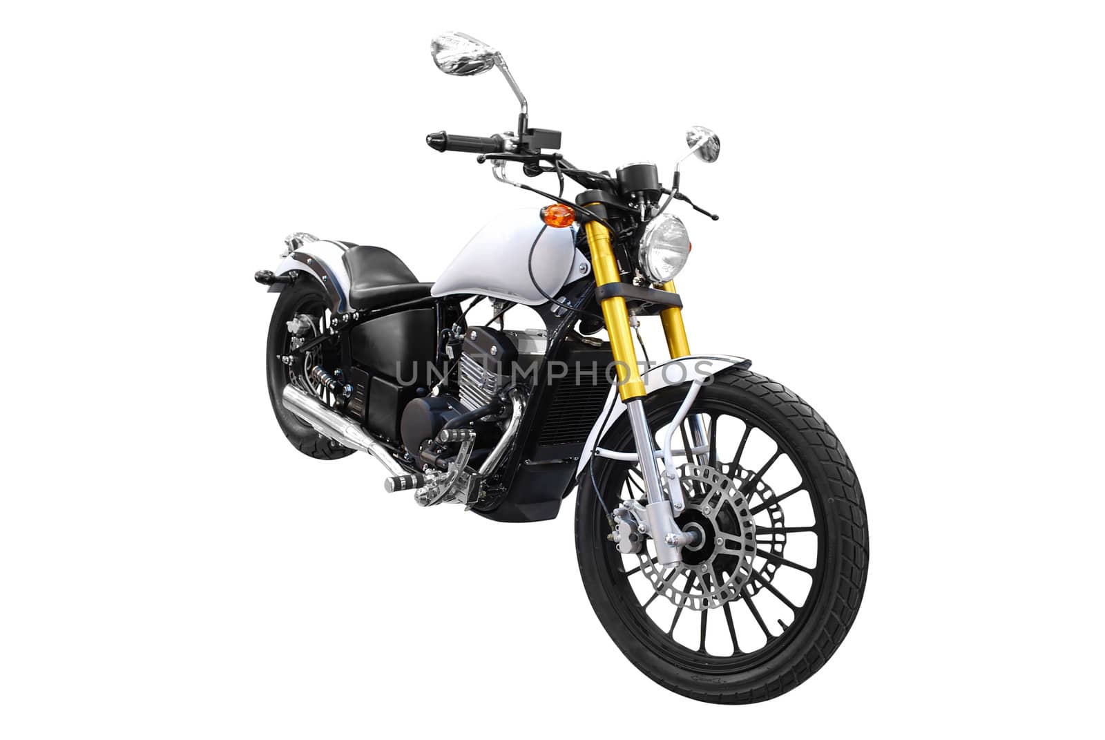 Front view of motorcycle isolated