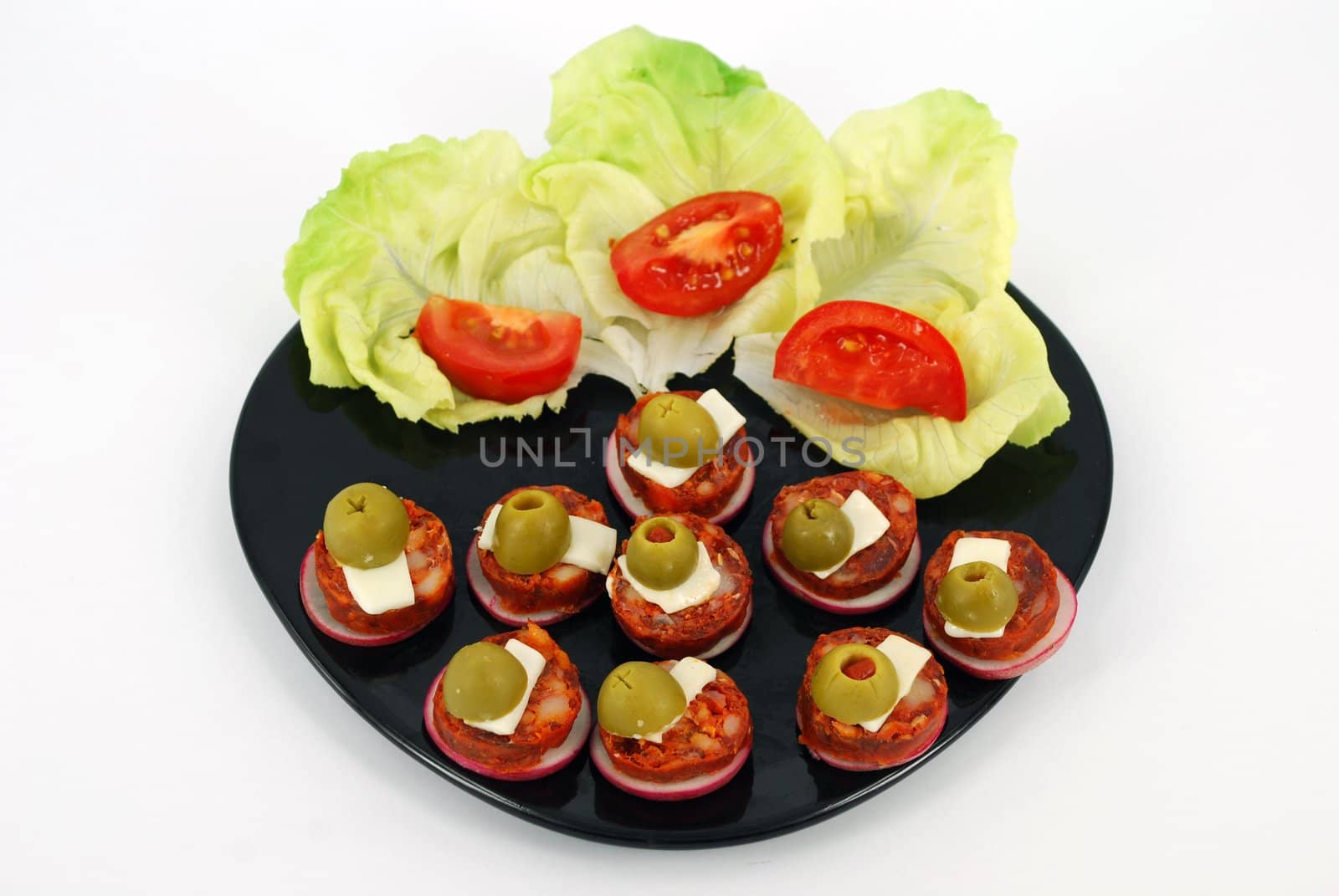 Olives sausage and cheese catering food