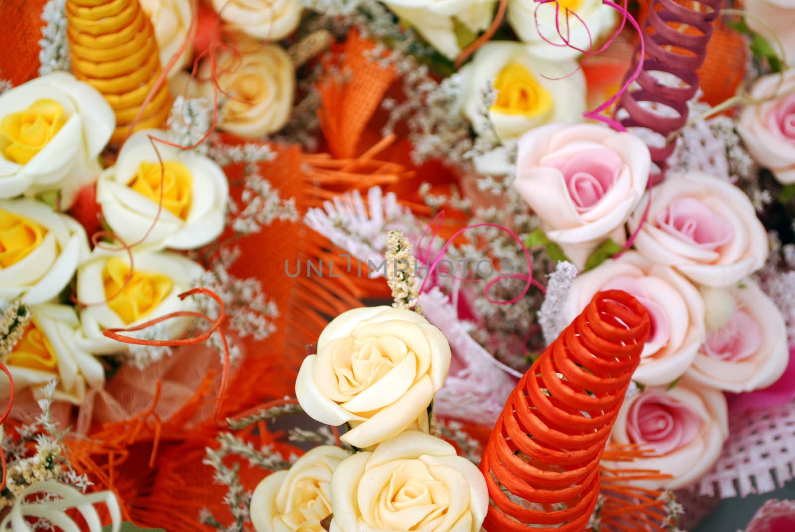 Decorative different colorful roses background