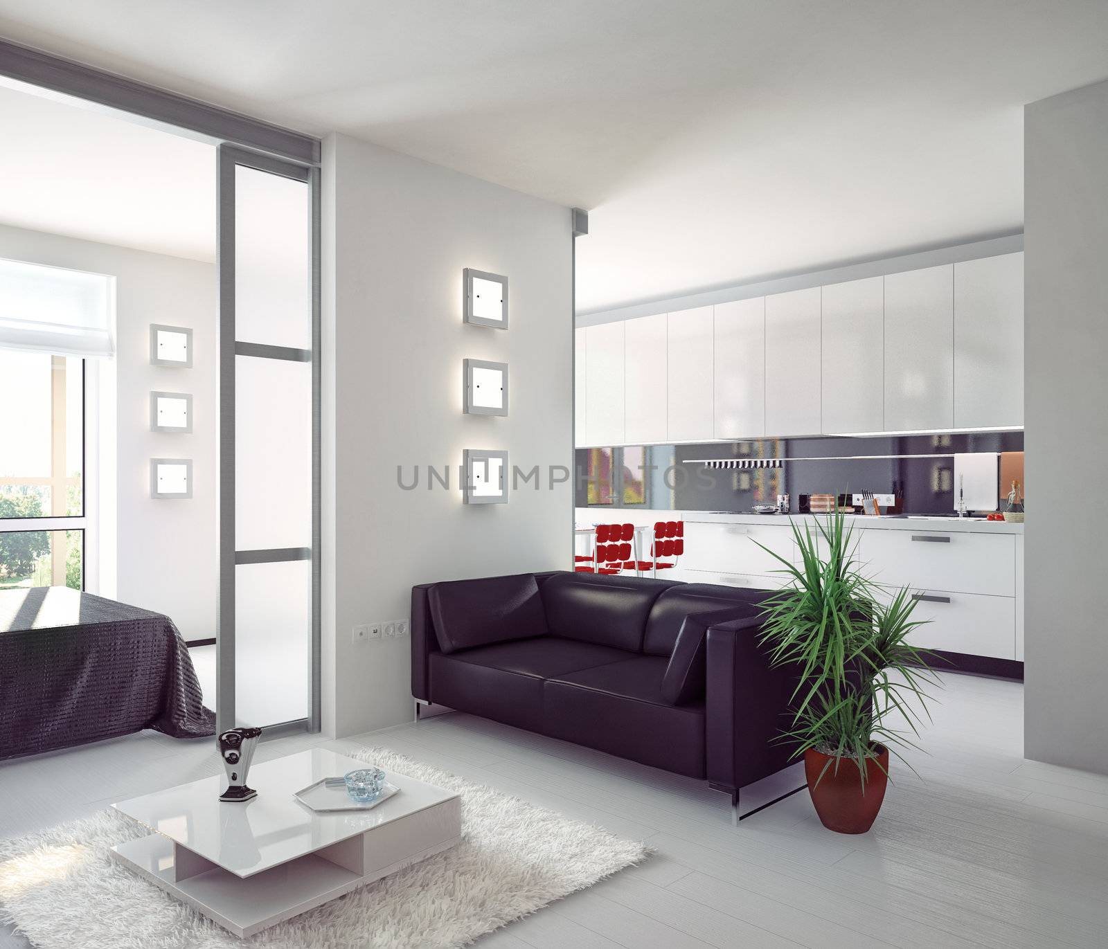 modern style apartment photorealistic  illustration
