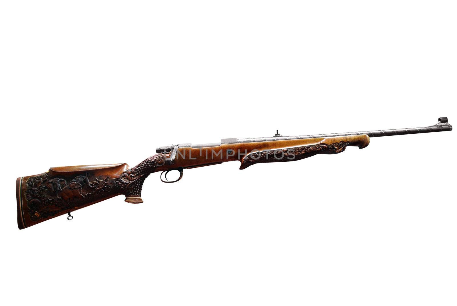Hunting carbine rifle isolated on white
