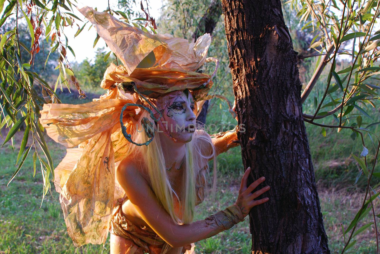 Forest fairy girl face and body paint