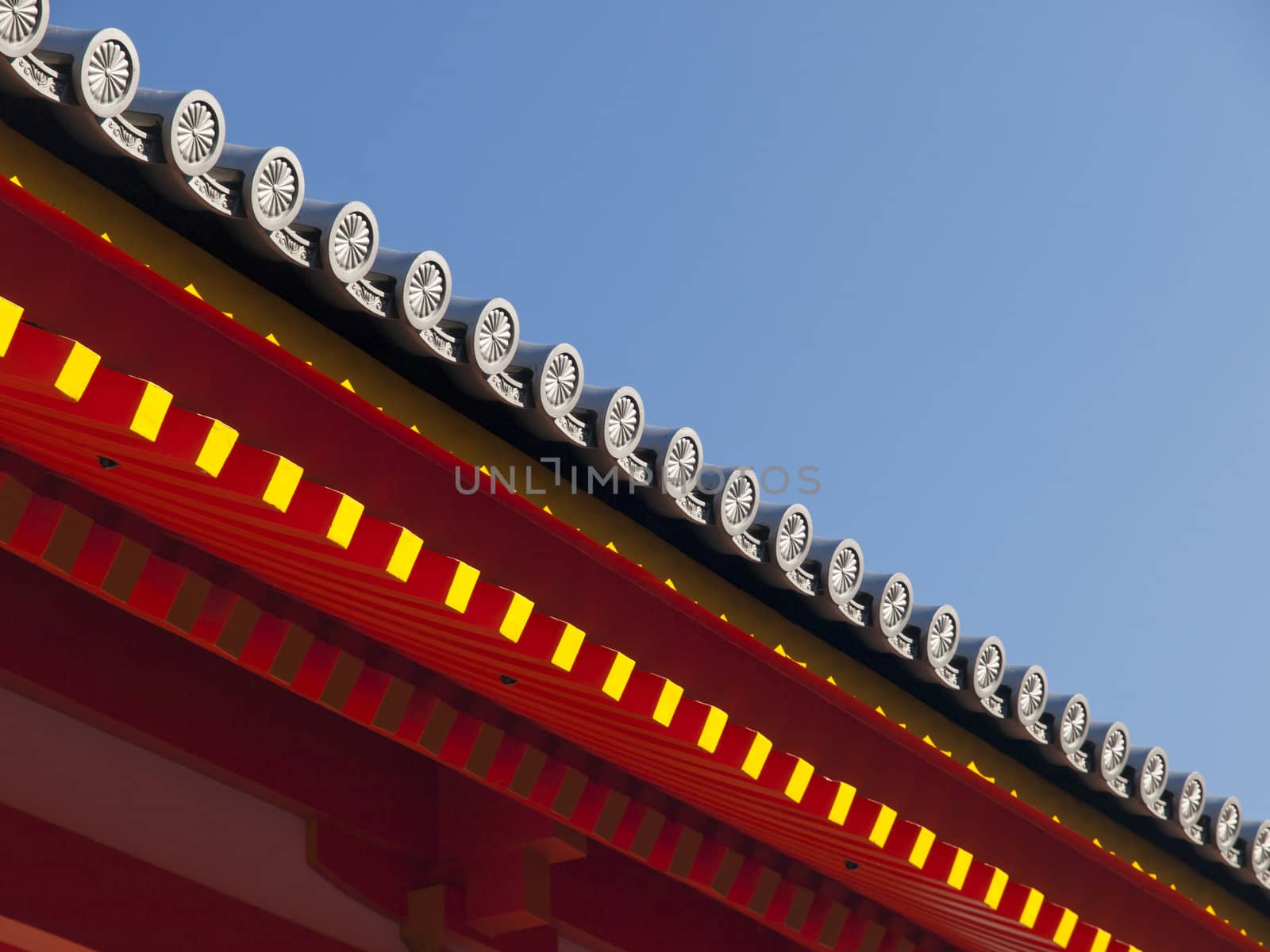 Details of Kyoto Imperial Palace roof .
