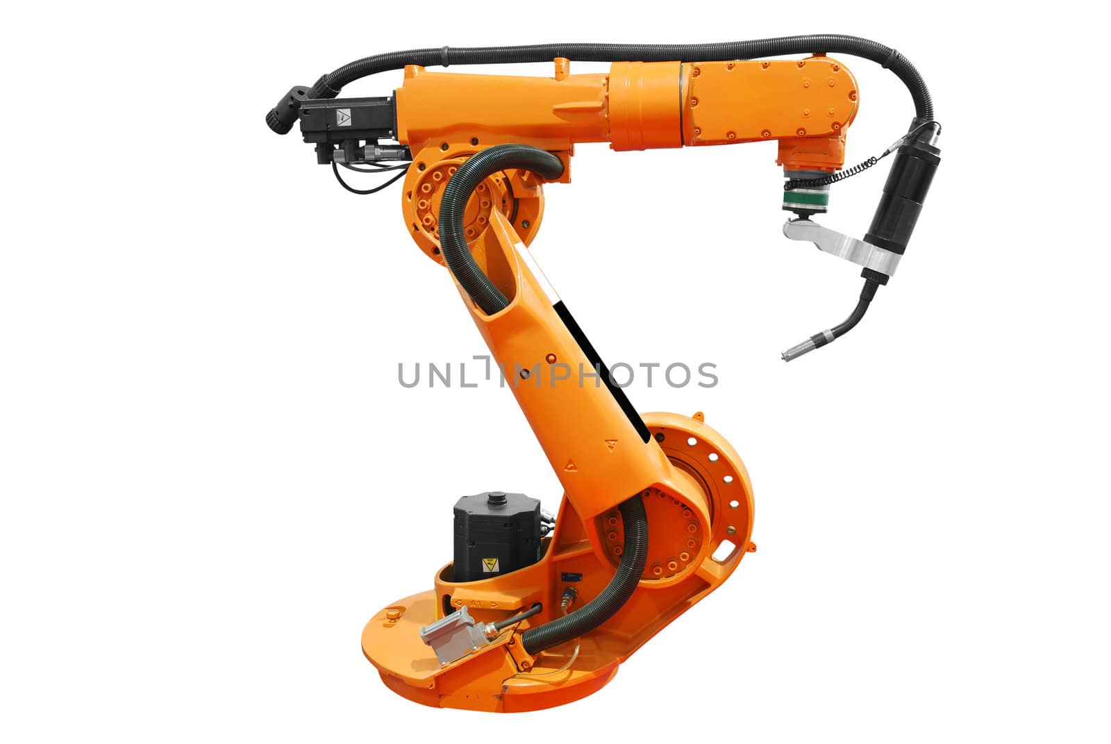 Industrial robotic arm isolated on white