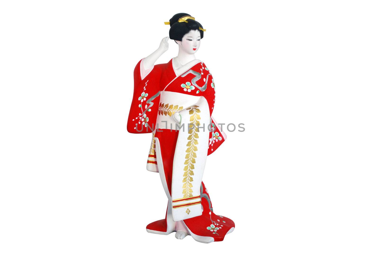 Woman figure in japan traditional clothing isolated