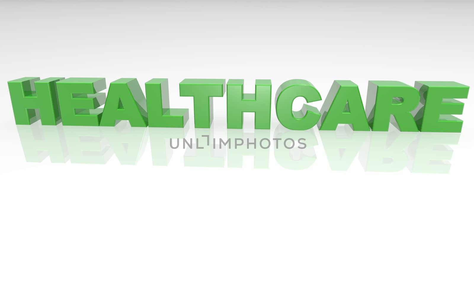  healthcare - 3d text with a white background and reflection by jeremywhat
