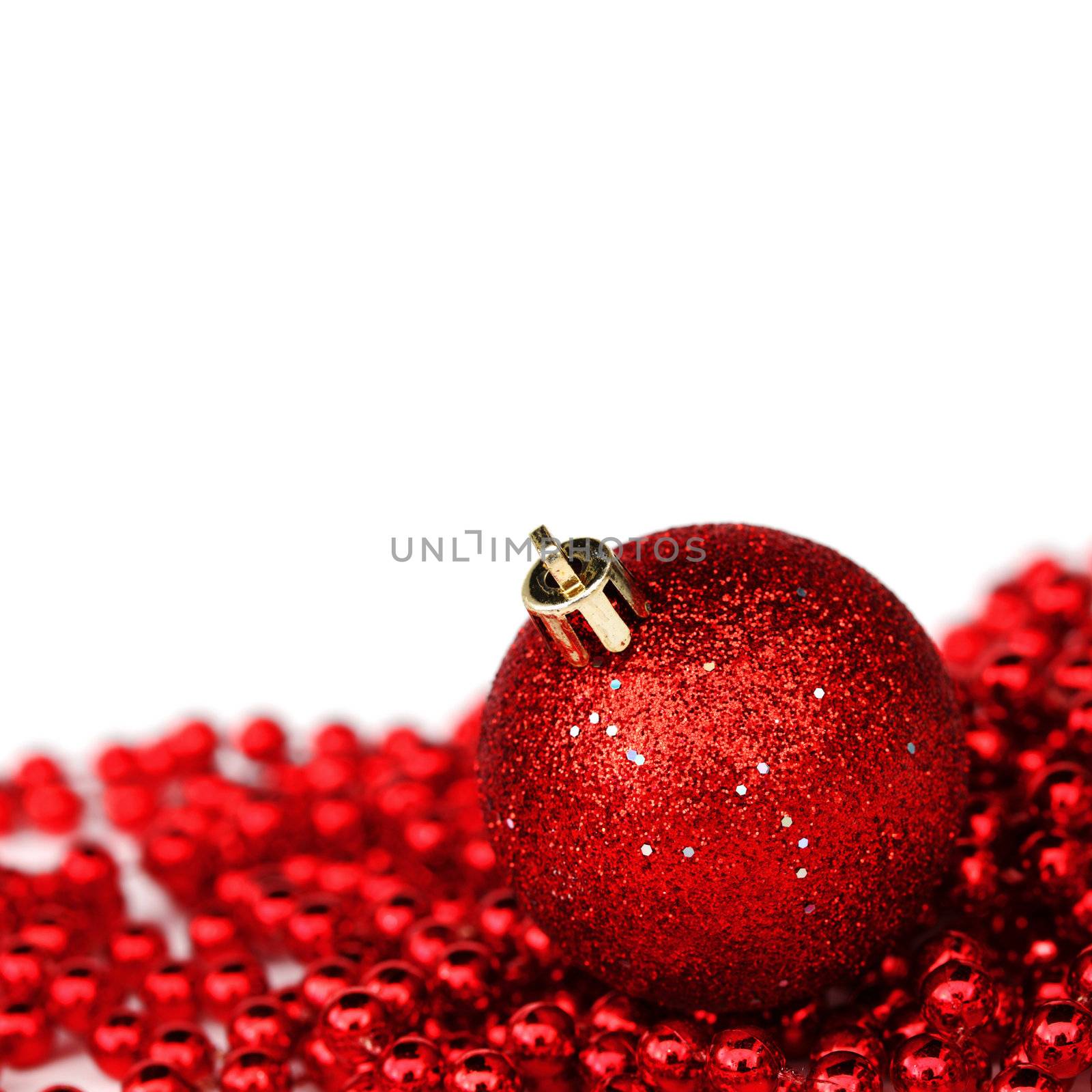 red christmas ball isolated on white background
