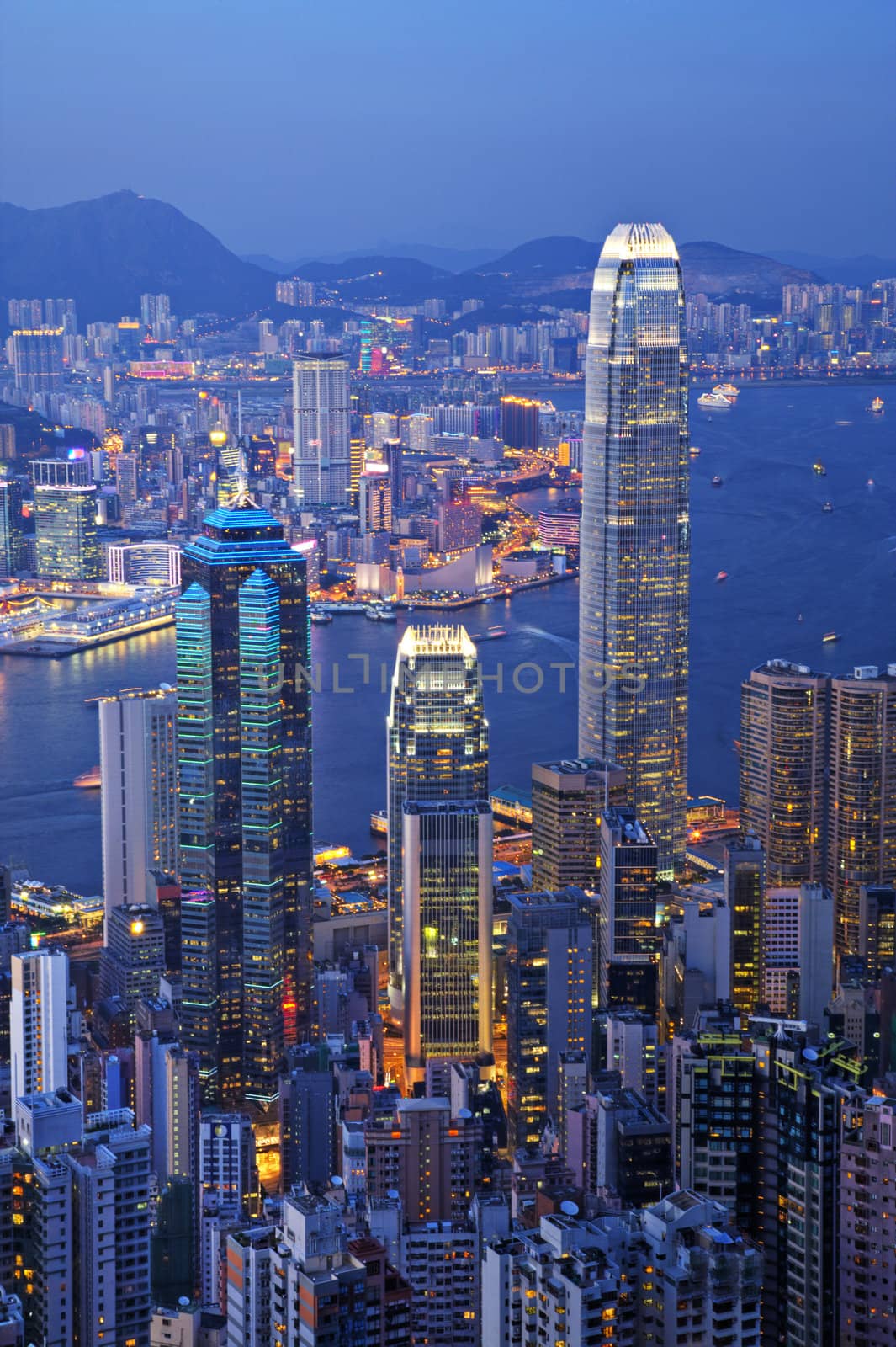 Hong Kong at Twilight Vertical by Travelling-light