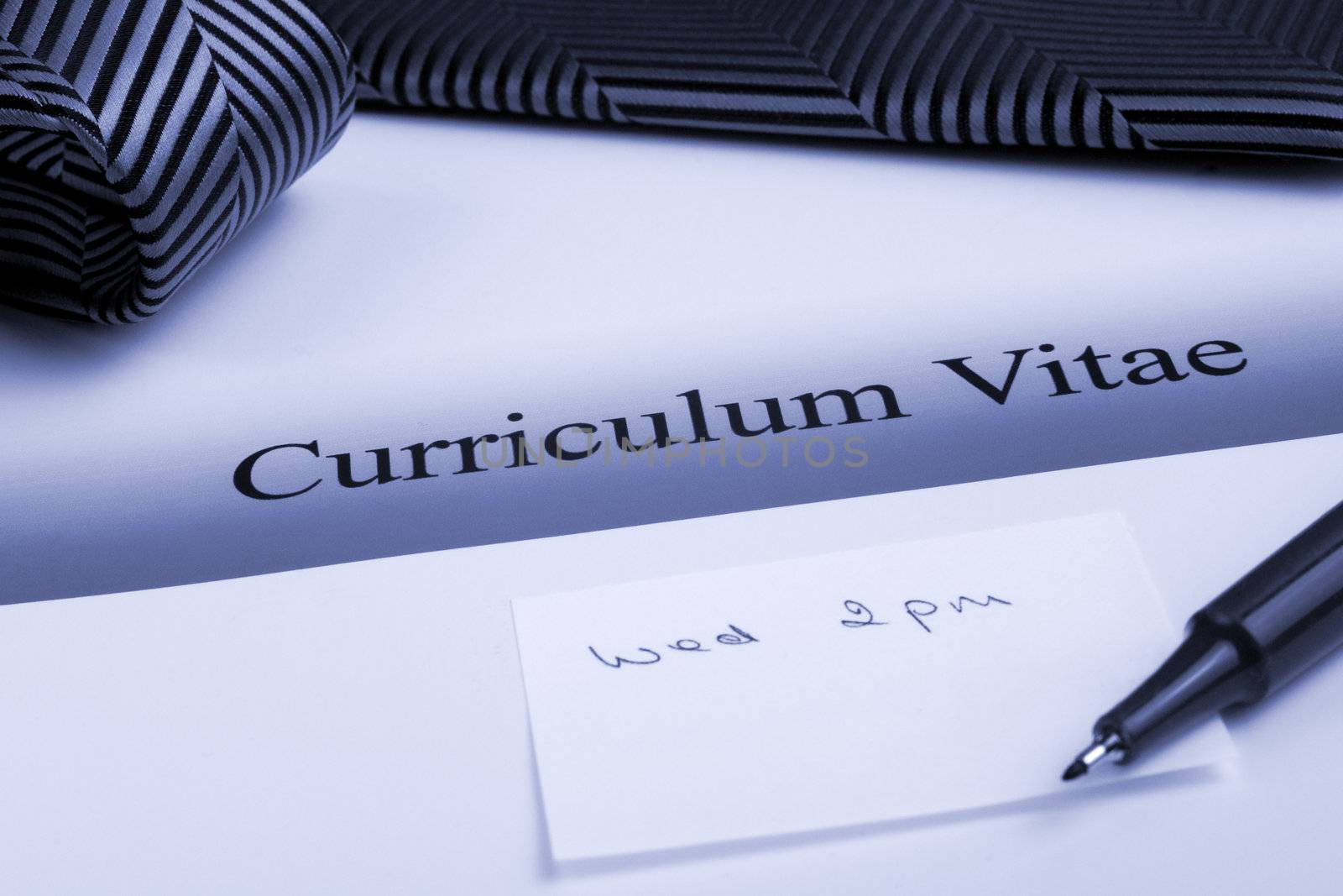 Curriculum Vitae or Resume with appointment, in blue tone.