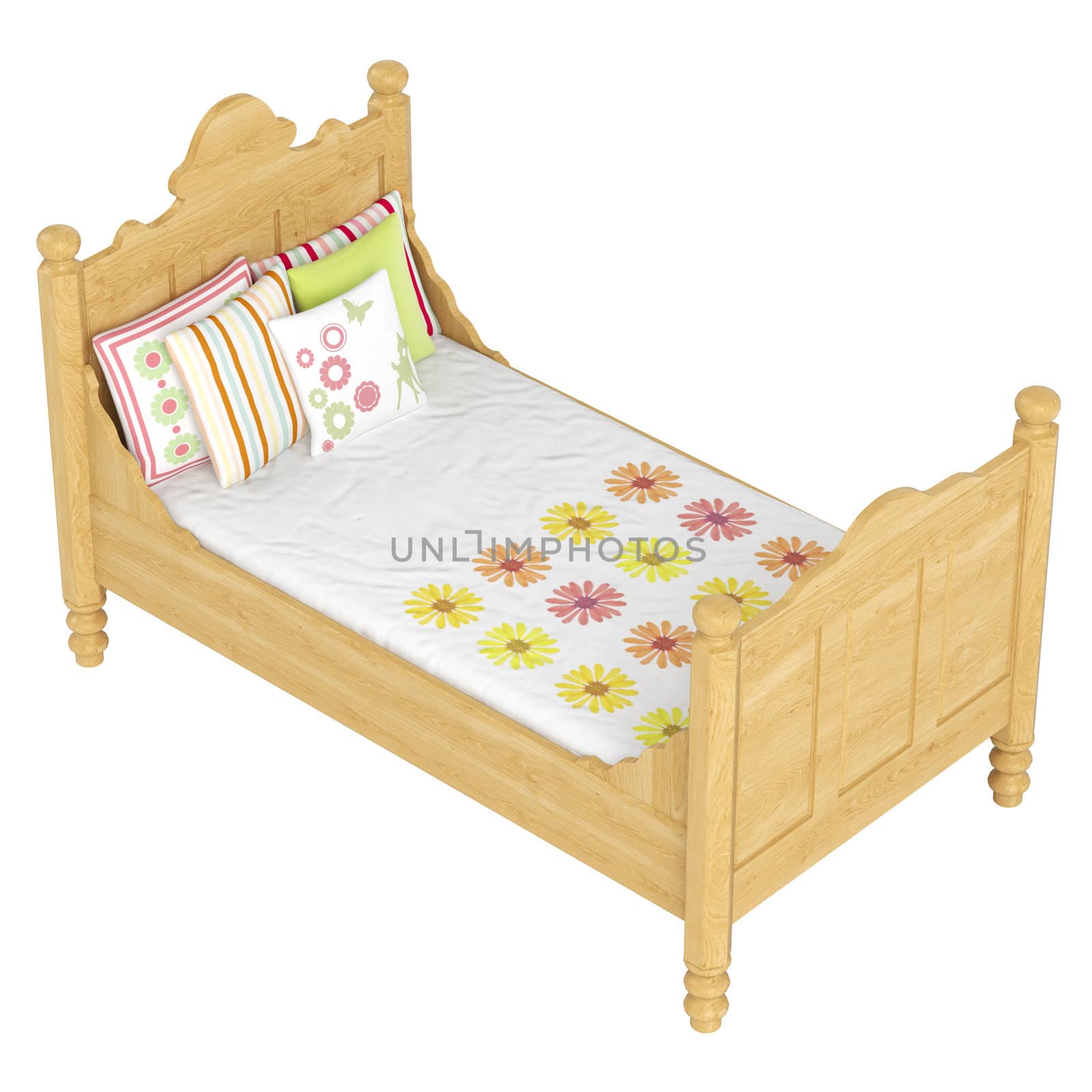 Wooden double bed by AlexanderMorozov