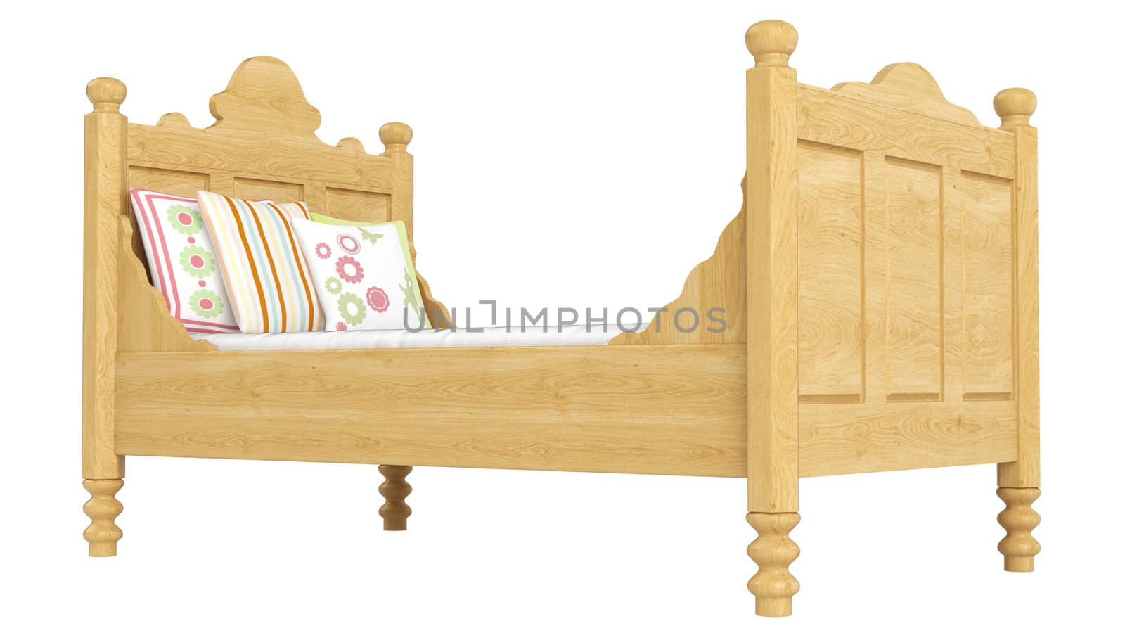 Wooden double bed by AlexanderMorozov