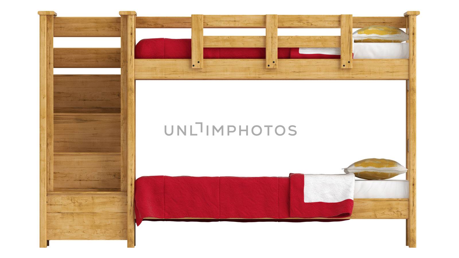 Wooden double bunk bed by AlexanderMorozov
