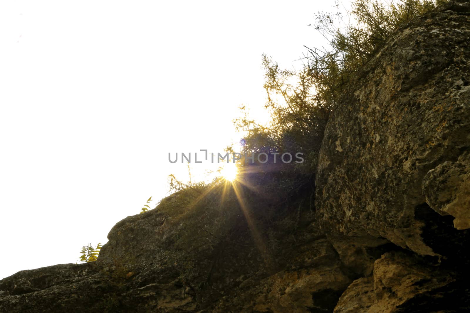 Sunset over the mountain and autumn evening