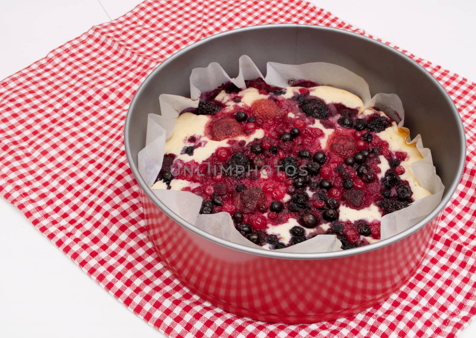 Homemade Cake With Forest Fruit in Form 
