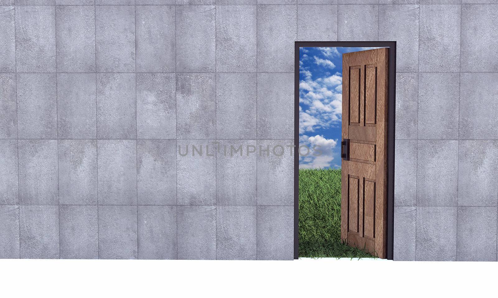 Door to sky. Hope, success, new life and world concepts.